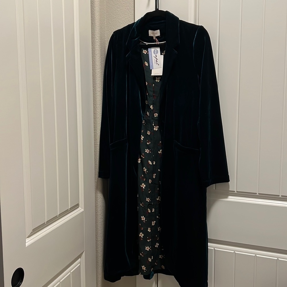 Dark Green Velvet Duster